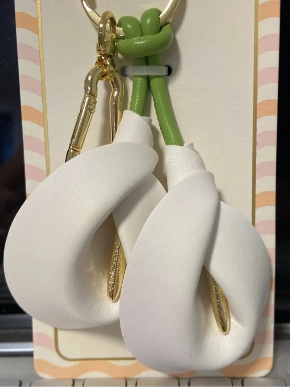 NWT Piper K White Calla Lily Bag Charm & Key Chain
